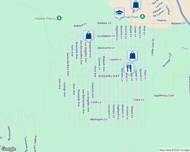 map of restaurants, bars, coffee shops, grocery stores, and more near 498 Vista Avenue in Sugarloaf