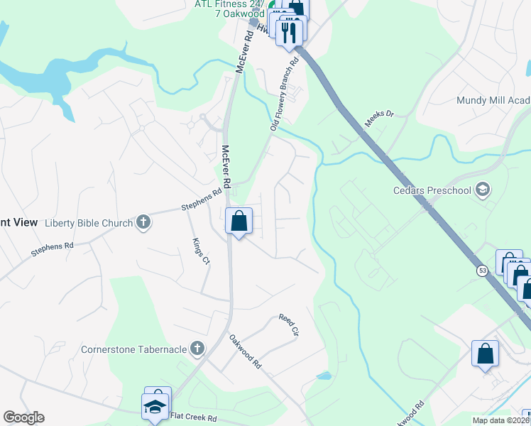 map of restaurants, bars, coffee shops, grocery stores, and more near 5026 Timber Hills Drive in Oakwood