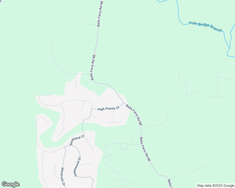 map of restaurants, bars, coffee shops, grocery stores, and more near Bells Ferry Road Northeast in White