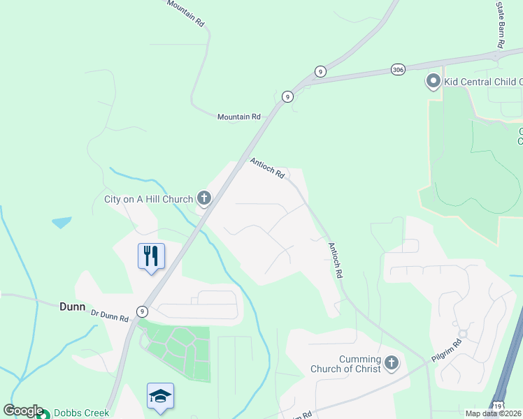 map of restaurants, bars, coffee shops, grocery stores, and more near 2065 Clayburn Drive in Cumming