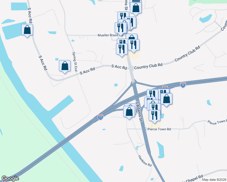 map of restaurants, bars, coffee shops, grocery stores, and more near 110 Grissom Road in Fulton