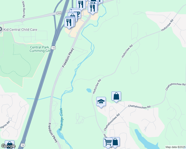 map of restaurants, bars, coffee shops, grocery stores, and more near 3150 Holtzclaw Drive in Cumming