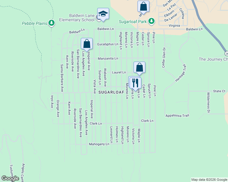 map of restaurants, bars, coffee shops, grocery stores, and more near in Big Bear