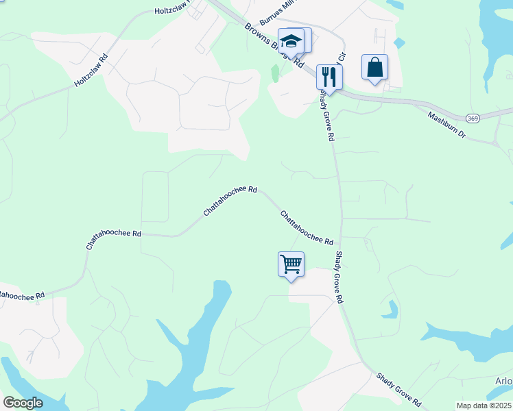 map of restaurants, bars, coffee shops, grocery stores, and more near 3950 Chattahoochee Road in Cumming