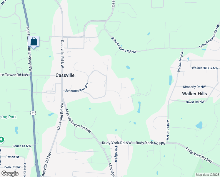 map of restaurants, bars, coffee shops, grocery stores, and more near 36 Latimer Lane Northwest in Cartersville