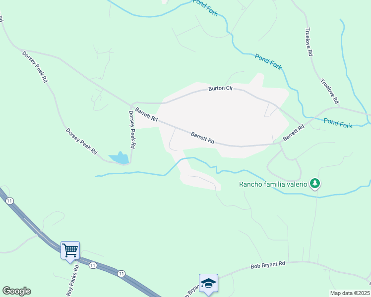map of restaurants, bars, coffee shops, grocery stores, and more near 3012 Barrett Road in Gainesville