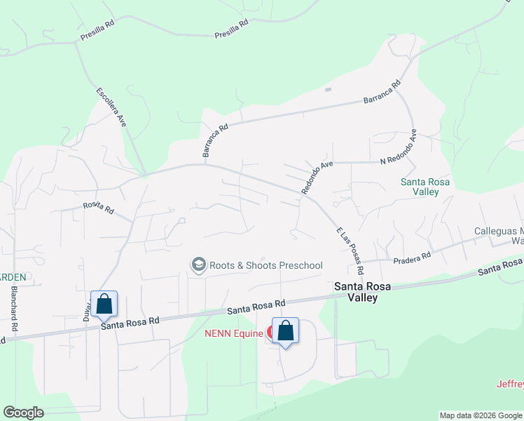 map of restaurants, bars, coffee shops, grocery stores, and more near 2758 Las Posas Circle in Santa Rosa Valley