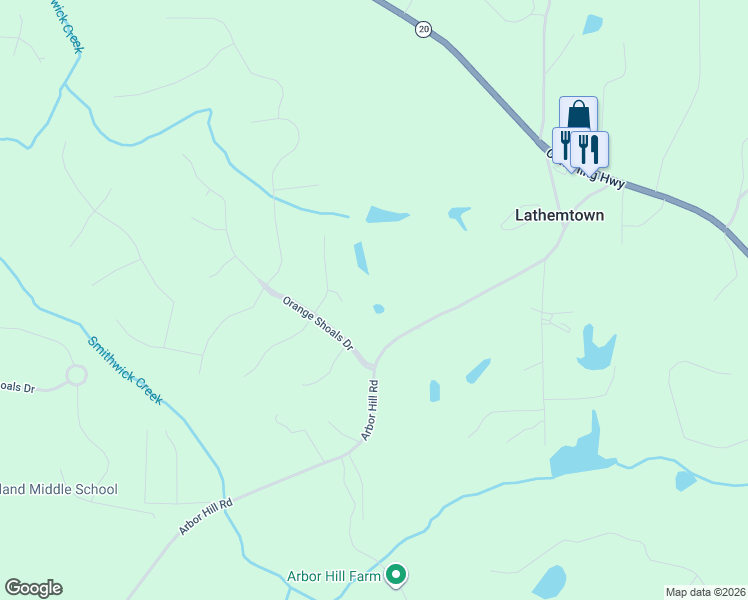 map of restaurants, bars, coffee shops, grocery stores, and more near 5309 Arbor Hill Road in Canton