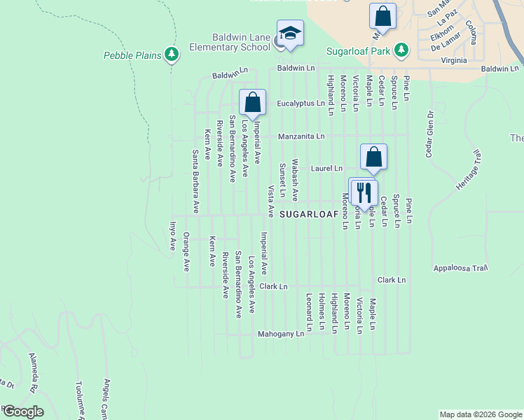map of restaurants, bars, coffee shops, grocery stores, and more near 491 Imperial Avenue in Big Bear