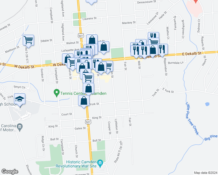 map of restaurants, bars, coffee shops, grocery stores, and more near 904 Market Street in Camden