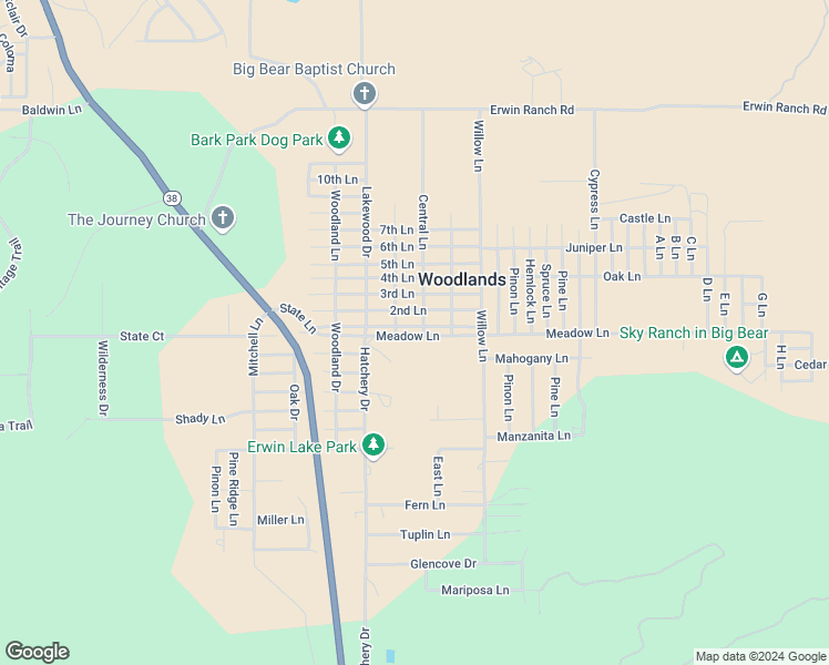 map of restaurants, bars, coffee shops, grocery stores, and more near 2141 State Lane in Big Bear