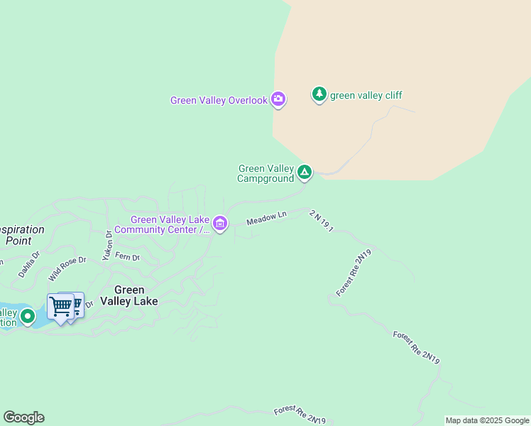 map of restaurants, bars, coffee shops, grocery stores, and more near 33810 Meadow Lane in Green Valley Lake