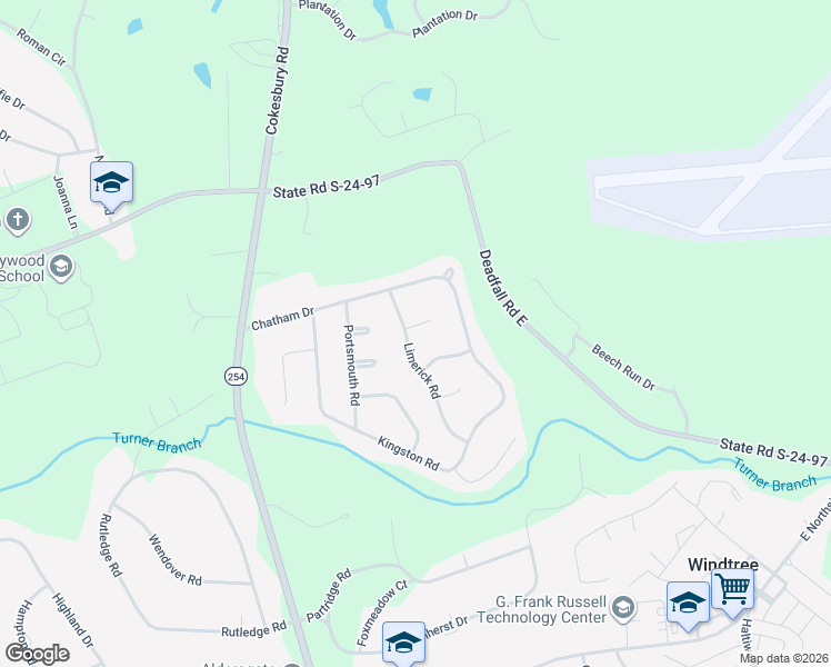 map of restaurants, bars, coffee shops, grocery stores, and more near 102 Burnham Court in Greenwood