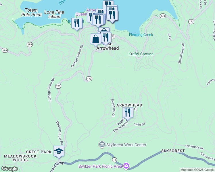 map of restaurants, bars, coffee shops, grocery stores, and more near 538 West Victoria Court in San Bernardino