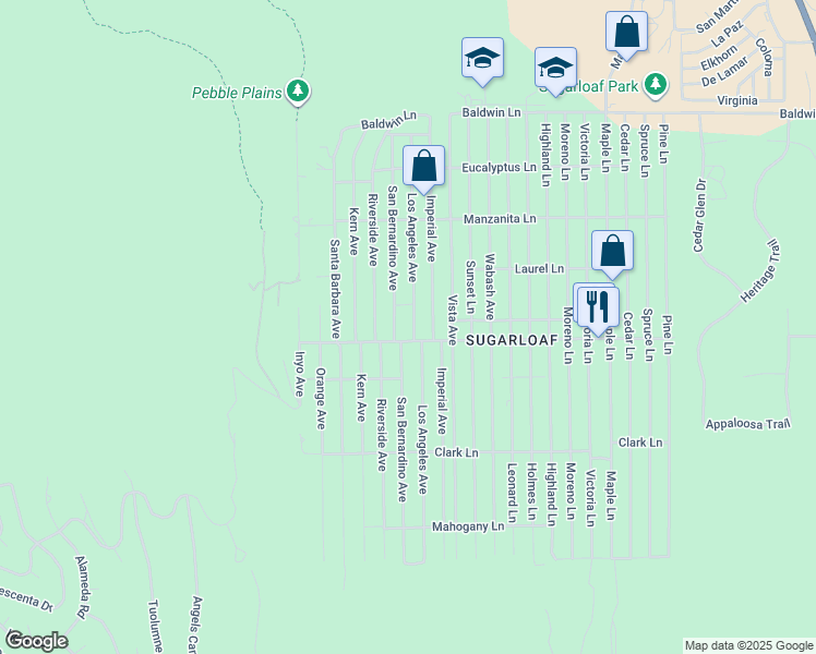 map of restaurants, bars, coffee shops, grocery stores, and more near 476 Los Angeles Avenue in Big Bear