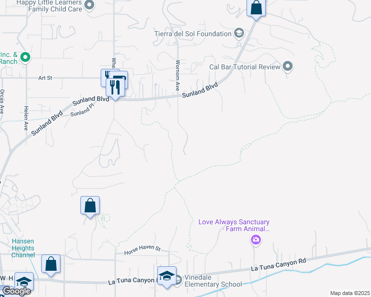 map of restaurants, bars, coffee shops, grocery stores, and more near 9611 Wornom Avenue in Los Angeles