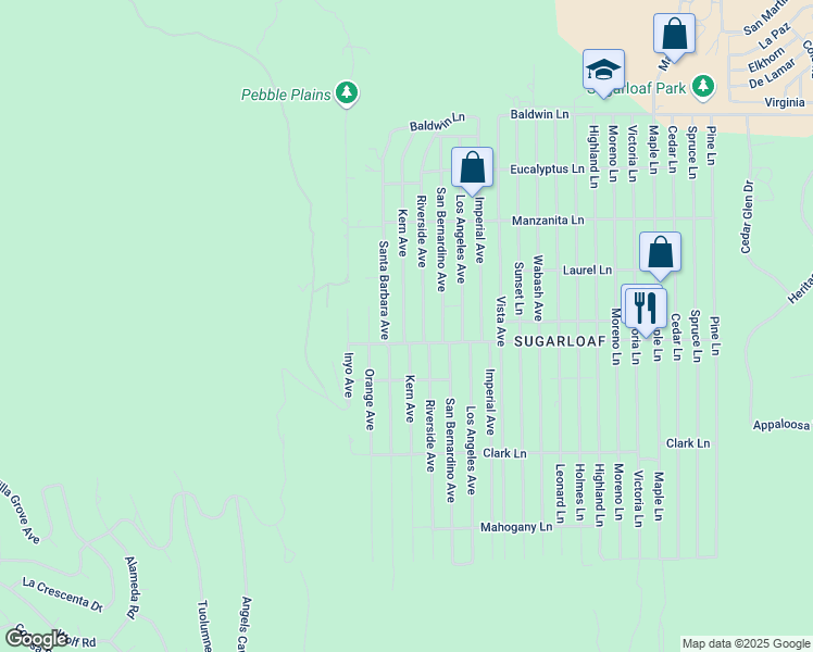 map of restaurants, bars, coffee shops, grocery stores, and more near 477 Kern Avenue in Sugarloaf