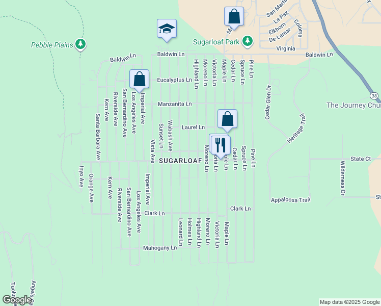map of restaurants, bars, coffee shops, grocery stores, and more near 479 Holmes Lane in Big Bear