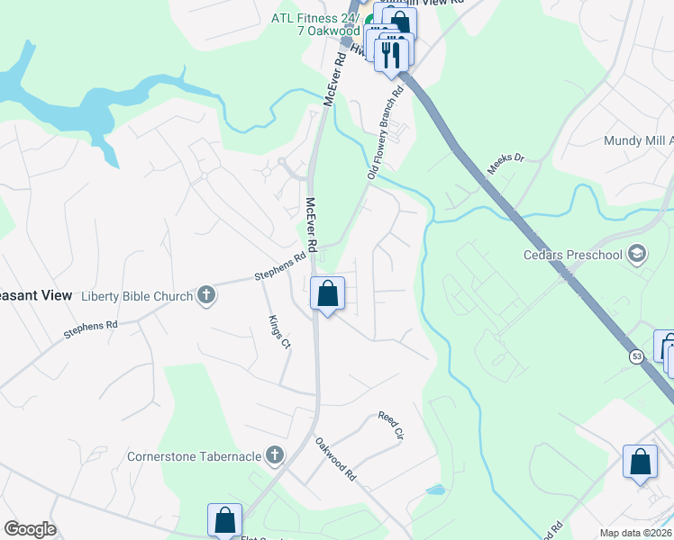 map of restaurants, bars, coffee shops, grocery stores, and more near 5025 Timber Hills Drive in Oakwood