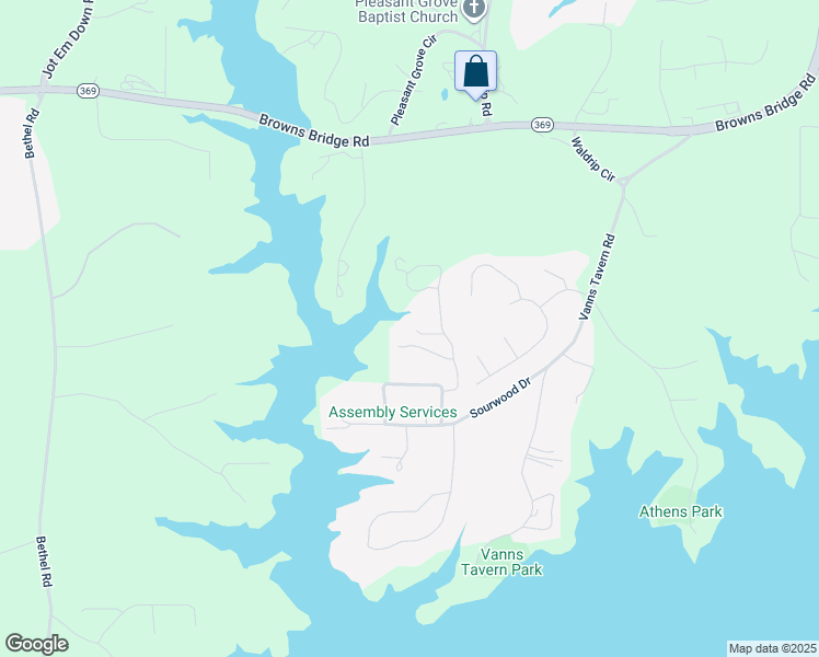 map of restaurants, bars, coffee shops, grocery stores, and more near 9325 Cain Circle in Gainesville