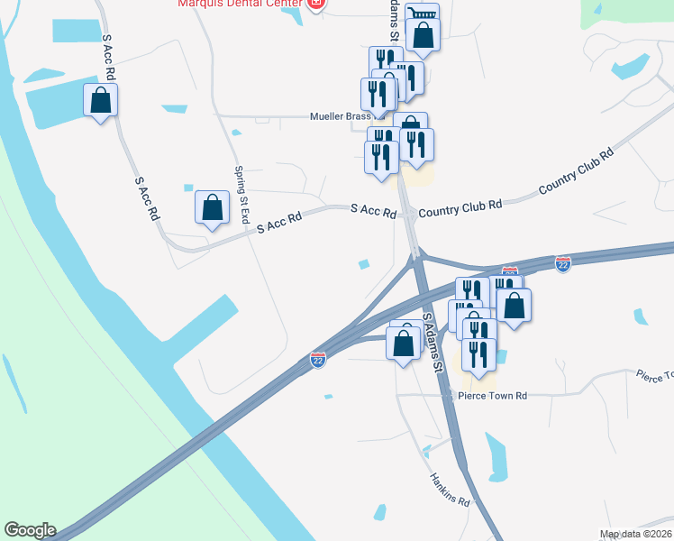 map of restaurants, bars, coffee shops, grocery stores, and more near 110 Grissom Road in Fulton