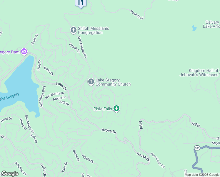 map of restaurants, bars, coffee shops, grocery stores, and more near 25132 Boa Drive in Crestline
