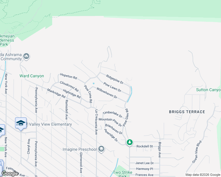 map of restaurants, bars, coffee shops, grocery stores, and more near 2708 Pine Lawn Drive in La Crescenta-Montrose