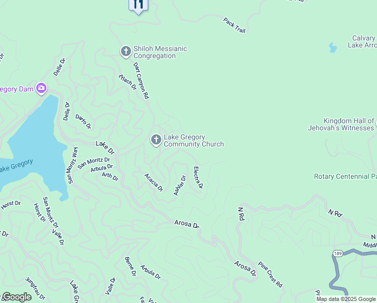 map of restaurants, bars, coffee shops, grocery stores, and more near 25132 Boa Drive in Crestline