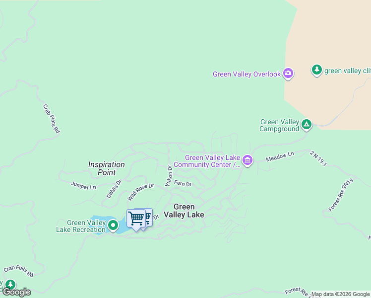 map of restaurants, bars, coffee shops, grocery stores, and more near 549 Beechnut Drive in Green Valley Lake