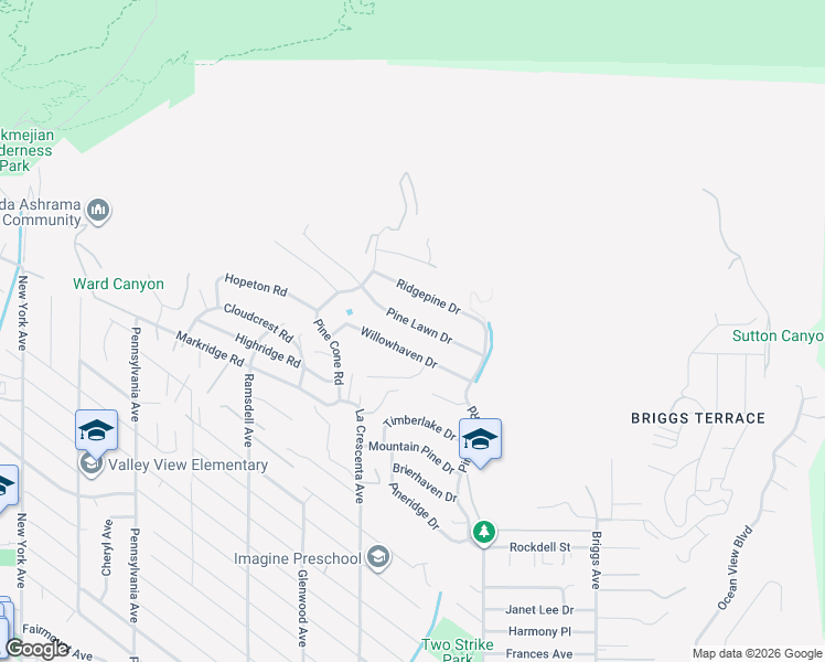 map of restaurants, bars, coffee shops, grocery stores, and more near 2708 Pine Lawn Drive in La Crescenta-Montrose