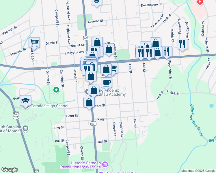map of restaurants, bars, coffee shops, grocery stores, and more near 904 Market Street in Camden