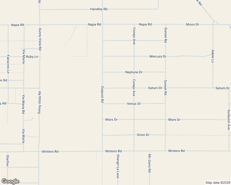 map of restaurants, bars, coffee shops, grocery stores, and more near 61383 Saturn Drive in Joshua Tree