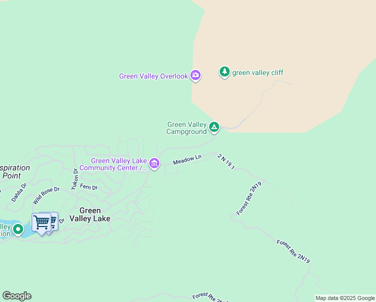 map of restaurants, bars, coffee shops, grocery stores, and more near 33820 Meadow Lane in Green Valley Lake