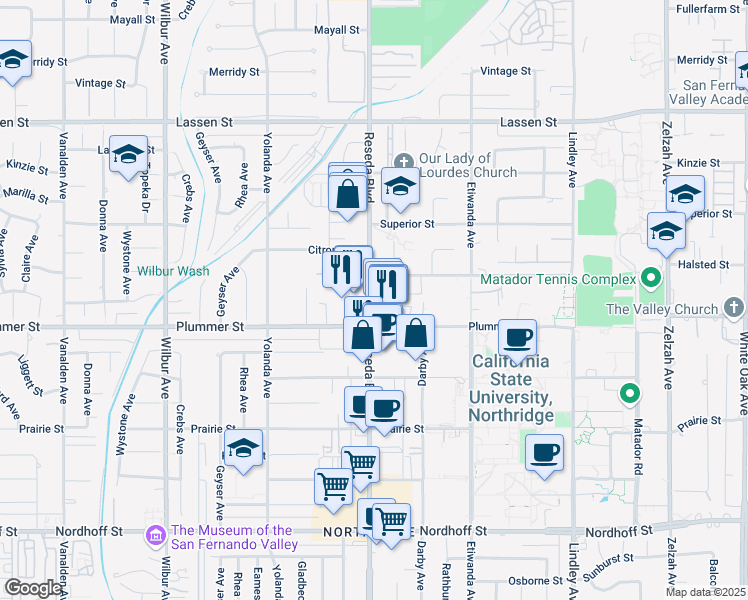 map of restaurants, bars, coffee shops, grocery stores, and more near in Los Angeles