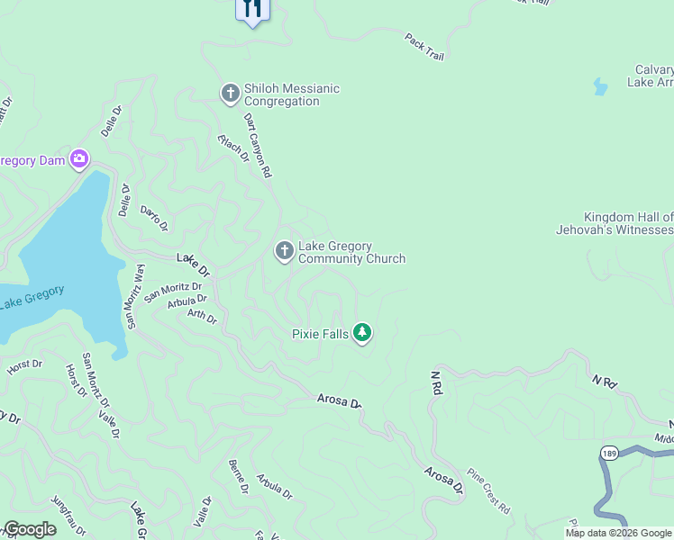 map of restaurants, bars, coffee shops, grocery stores, and more near 25120 Boa Drive in Crestline