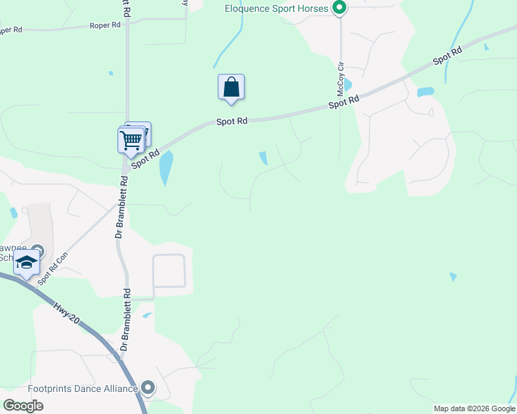 map of restaurants, bars, coffee shops, grocery stores, and more near 4923 Spot Road in Cumming