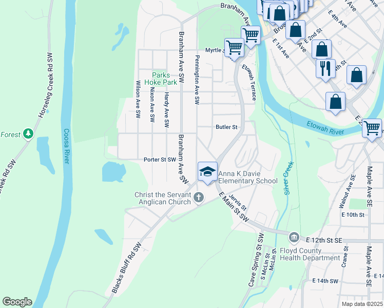 map of restaurants, bars, coffee shops, grocery stores, and more near 616 Pennington Avenue in Rome