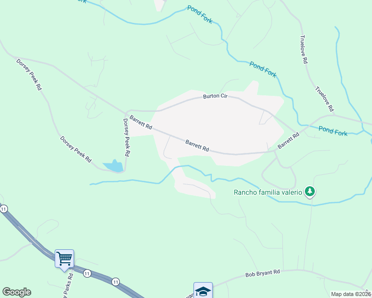 map of restaurants, bars, coffee shops, grocery stores, and more near 3012 Barrett Road in Gainesville