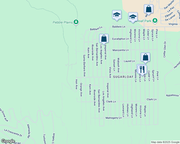 map of restaurants, bars, coffee shops, grocery stores, and more near 459 Kern Avenue in Sugarloaf