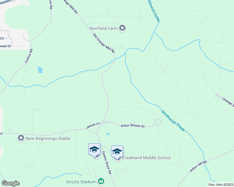 map of restaurants, bars, coffee shops, grocery stores, and more near 422 Old Orange Mill Road in Canton