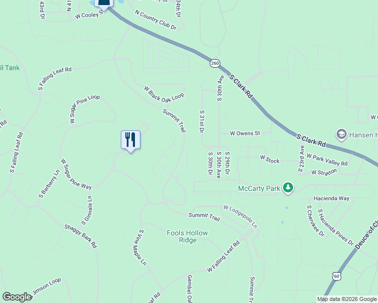 map of restaurants, bars, coffee shops, grocery stores, and more near 530 Spirea Lane in Show Low