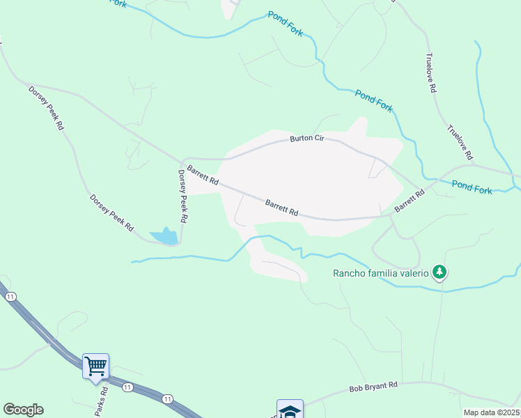 map of restaurants, bars, coffee shops, grocery stores, and more near 3012 Barrett Road in Gainesville