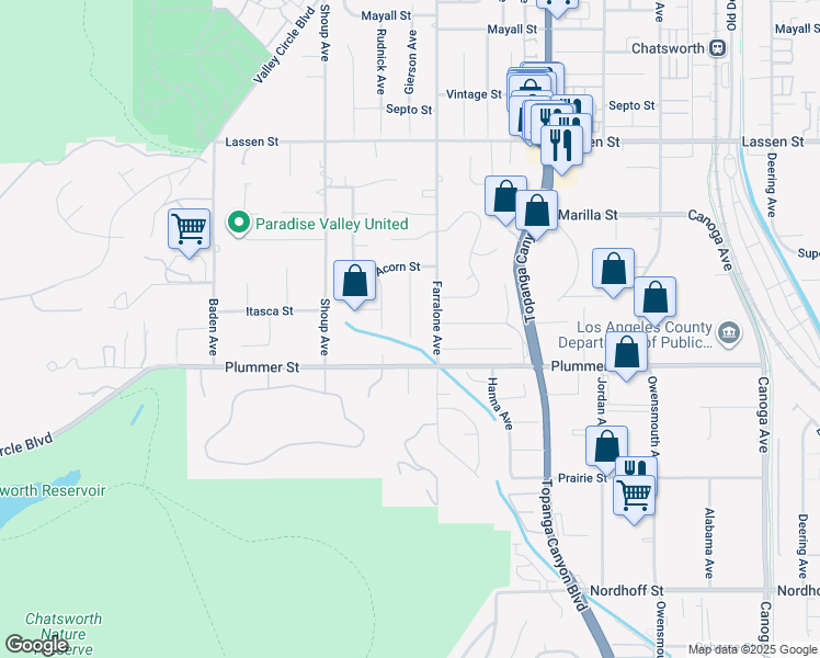map of restaurants, bars, coffee shops, grocery stores, and more near 9544 Gierson Avenue in Los Angeles