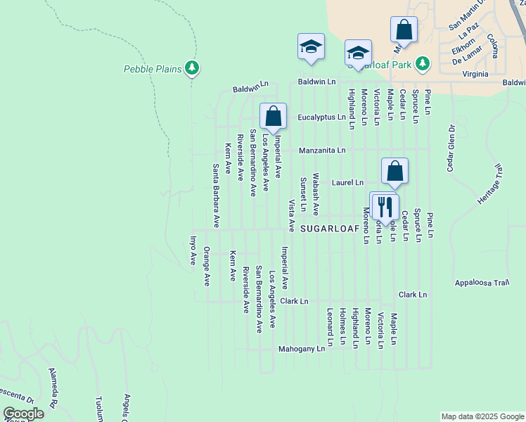 map of restaurants, bars, coffee shops, grocery stores, and more near 471 San Bernardino Avenue in Big Bear