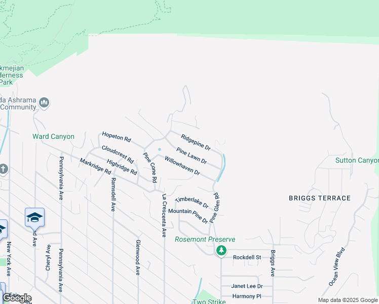 map of restaurants, bars, coffee shops, grocery stores, and more near 2715 Pine Lawn Drive in La Crescenta-Montrose