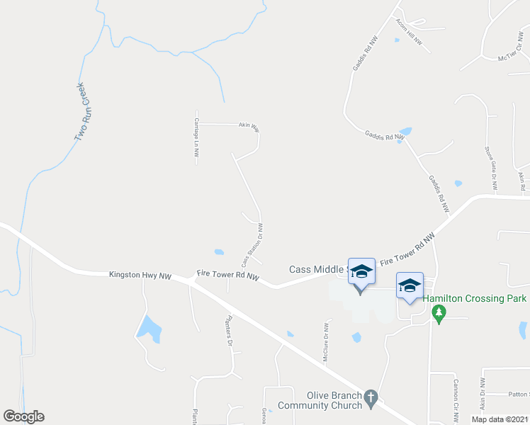 map of restaurants, bars, coffee shops, grocery stores, and more near 30 Cass Station Drive Northwest in Cartersville