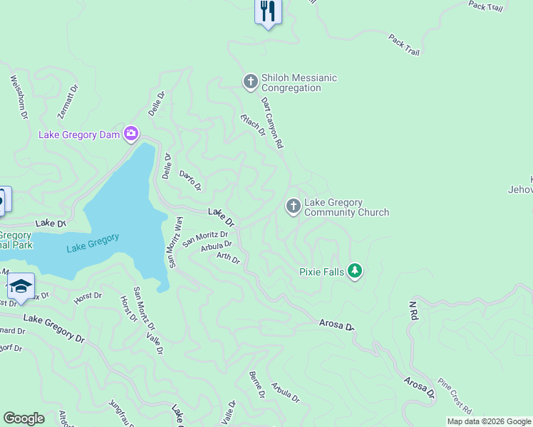 map of restaurants, bars, coffee shops, grocery stores, and more near in Crestline