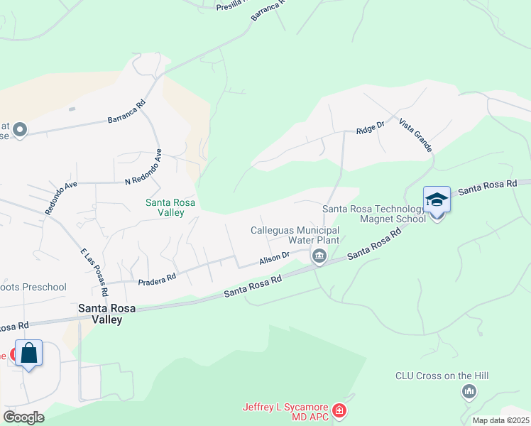 map of restaurants, bars, coffee shops, grocery stores, and more near 2663 Riata Court in Santa Rosa Valley