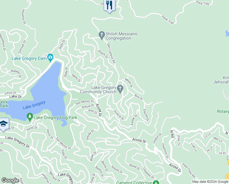 map of restaurants, bars, coffee shops, grocery stores, and more near in Crestline