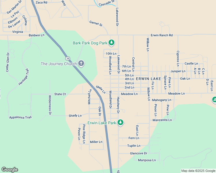 map of restaurants, bars, coffee shops, grocery stores, and more near 2063 2nd Lane in Big Bear